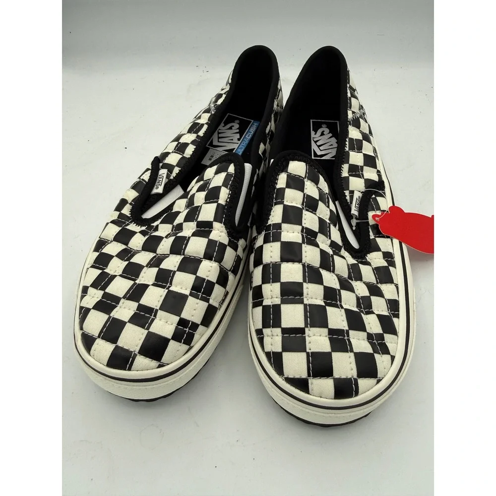 Vans Slip-Er 2 Checkerboard Black White Quilted Slip On Shoes Men 8 Women 10